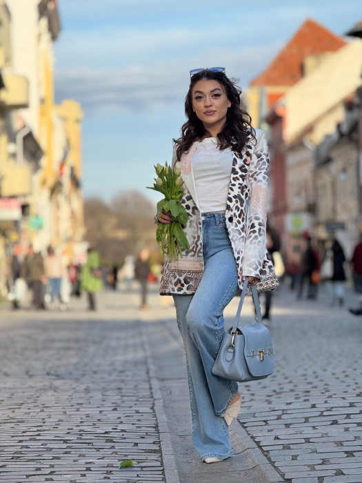 Sacou damă cu croială dreaptă cu imprimeu animal print [2]