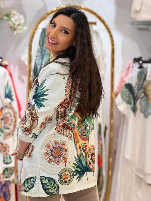 Sacou dama cu croiala dreapta si imprimeu girafa [5]