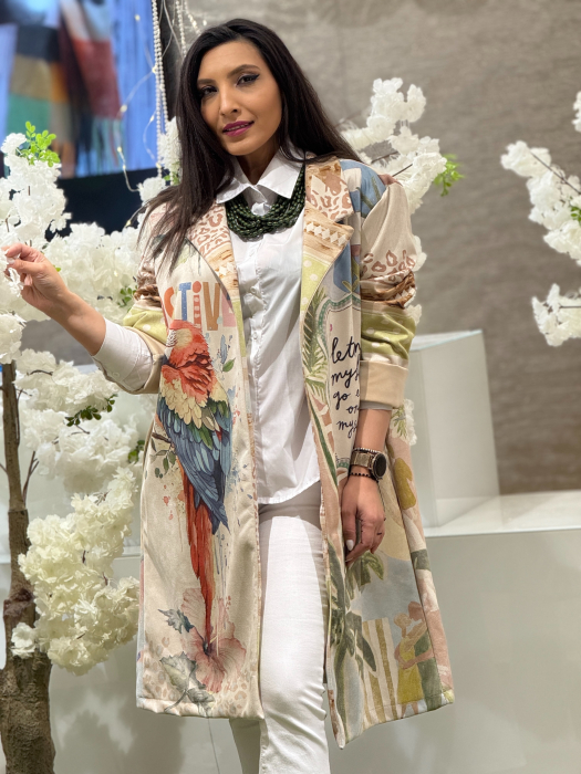 Sacou imprimat cu model geometric si animal print [2]