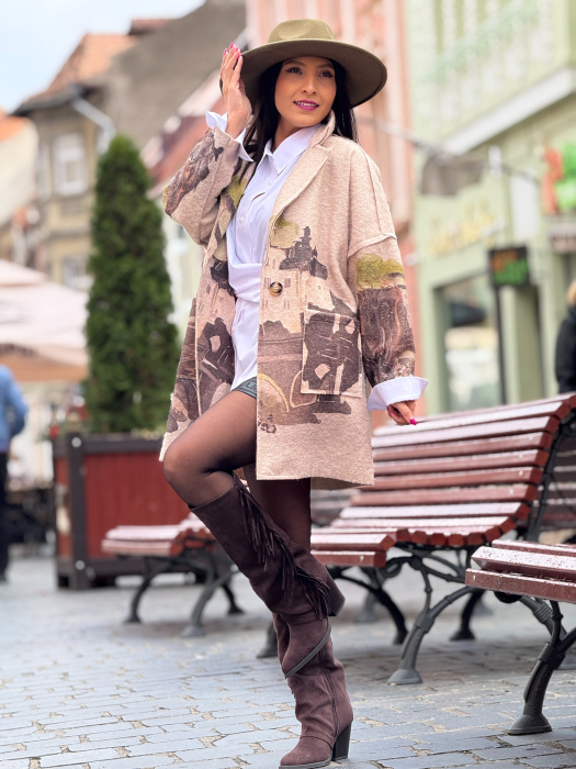 Sacou oversize cu imprimeu abstract [1]