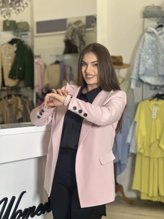 Sacou roz cu nasturi la maneca [2]