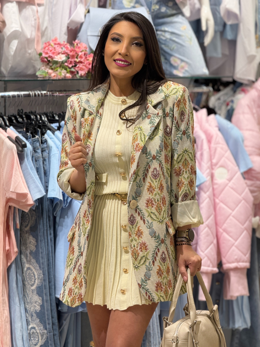 Sacou texturat cu imprimeu floral ornamental [2]