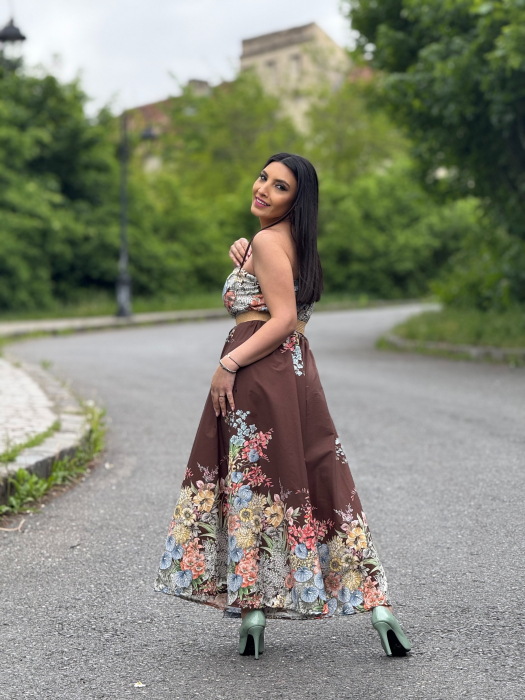 Salopeta cu imprimeu floral si curea in talie [6]