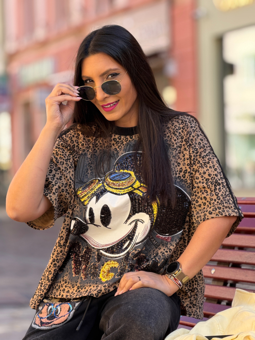 Tricou animal print cu imprimeu Mikey [3]