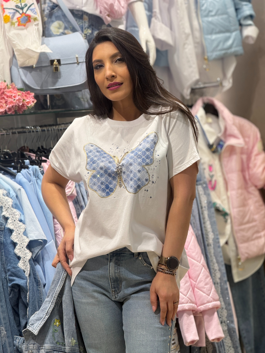 Tricou cu fluture decorativ si aplicatii stralucitoare [2]