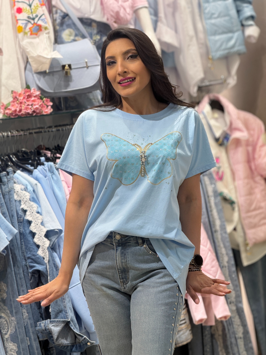 Tricou cu fluture decorativ si aplicatii stralucitoare [2]