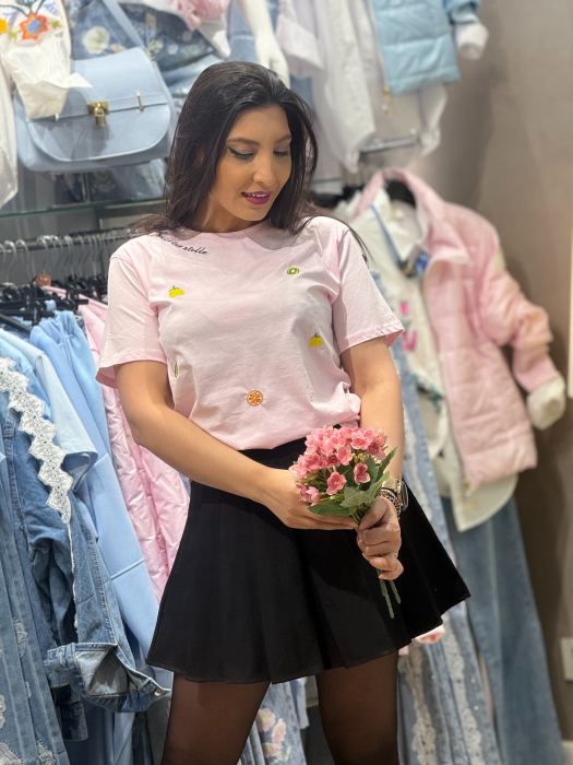 Tricou cu imprimeu broderii cu fructe [2]