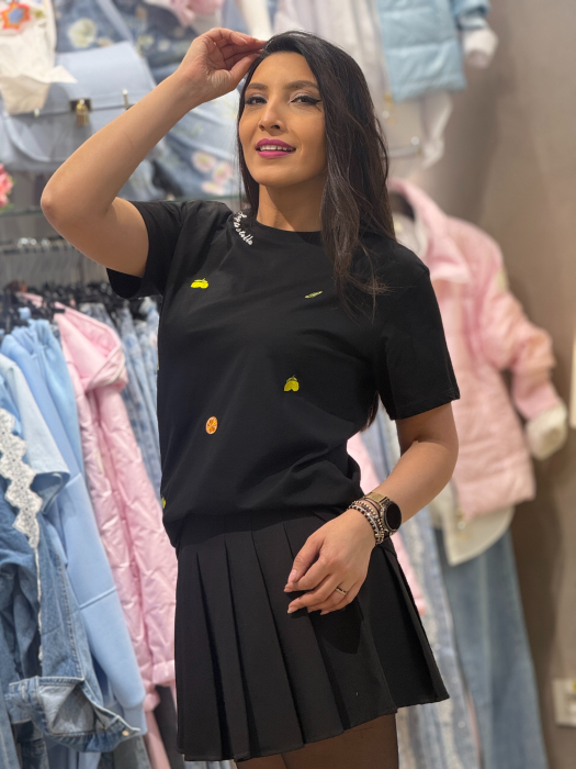 Tricou cu imprimeu broderii cu fructe [3]