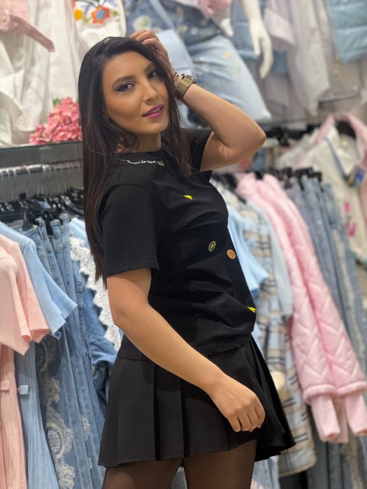 Tricou cu imprimeu broderii cu fructe [4]