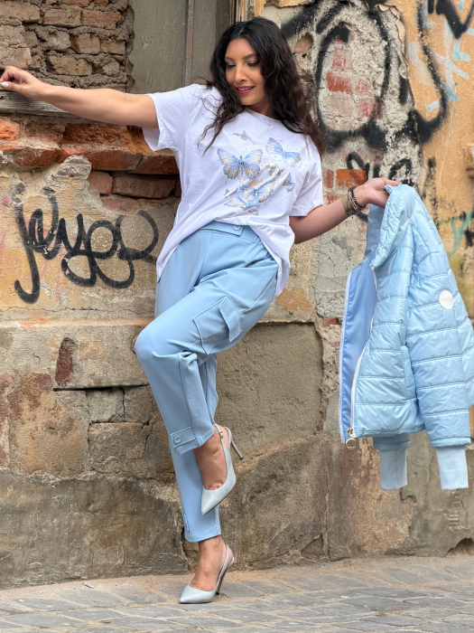 Tricou cu imprimeu fluturi cu pietricele aplicate [4]