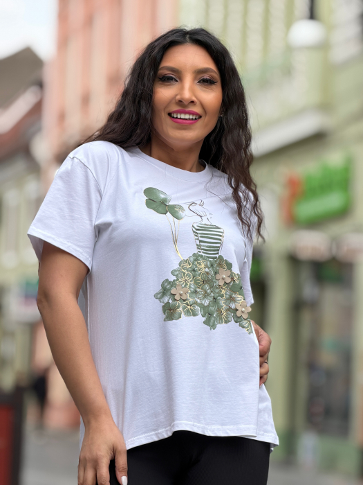 Tricou cu imprimeu fluturi cu pietricele aplicate [2]