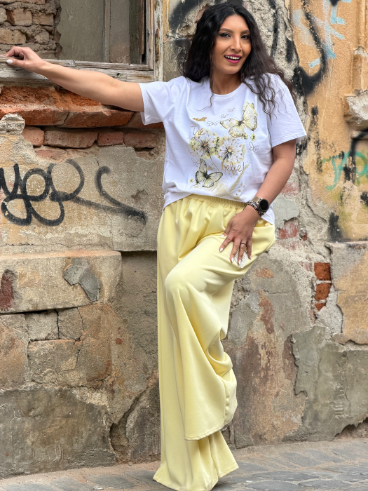 Tricou cu imprimeu fluturi si flori [5]