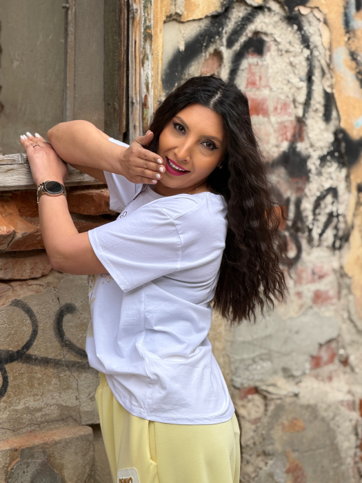 Tricou cu imprimeu fluturi si flori [4]