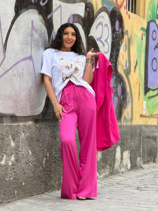 Tricou cu imprimeu fluturi si flori [3]