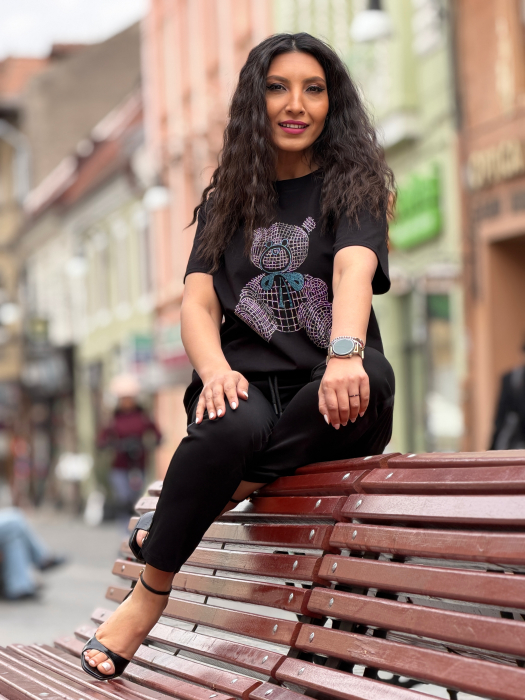 Tricou cu imprimeu ursulet cu pietricele aplicate [5]