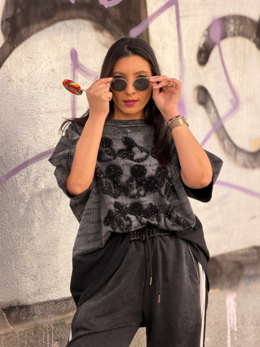 Tricou din bumbac cu imprimeu Mickey si scris [4]