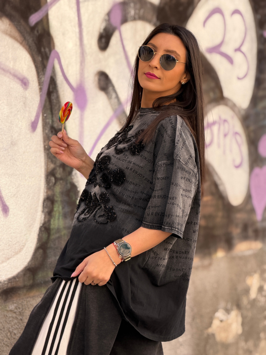 Tricou din bumbac cu imprimeu Mickey si scris [2]