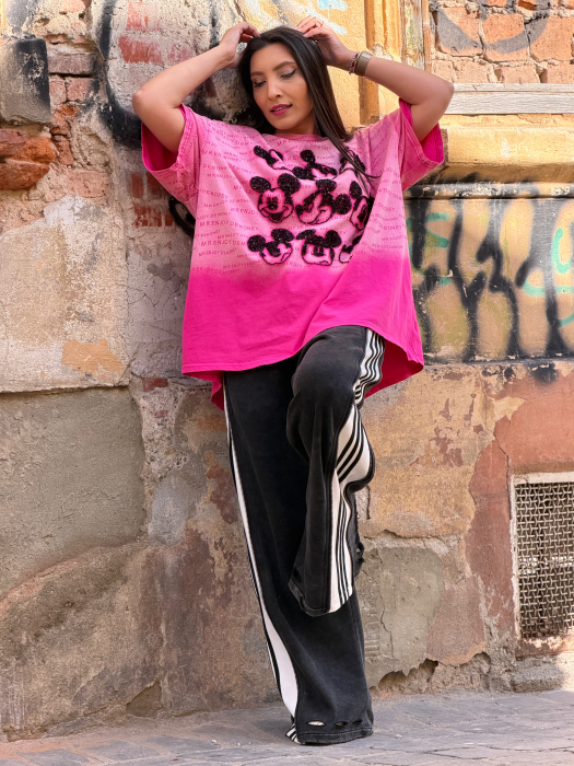 Tricou din bumbac cu imprimeu Mickey si scris [4]