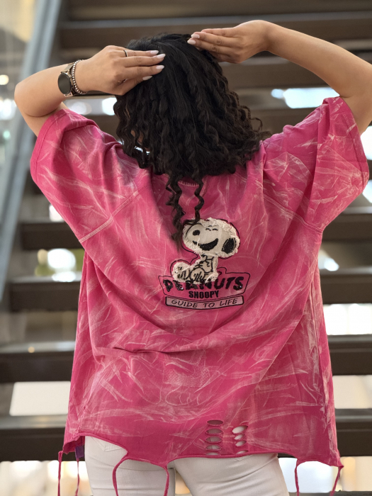 Tricou Oversized cu imprimeu Snoopy [4]