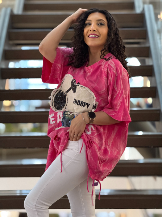 Tricou Oversized cu imprimeu Snoopy [5]