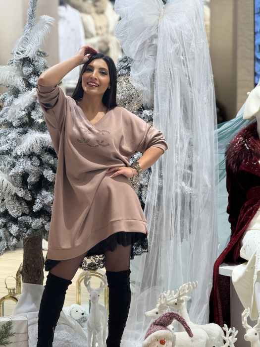 Tunica bej cu dantela si cc [3]