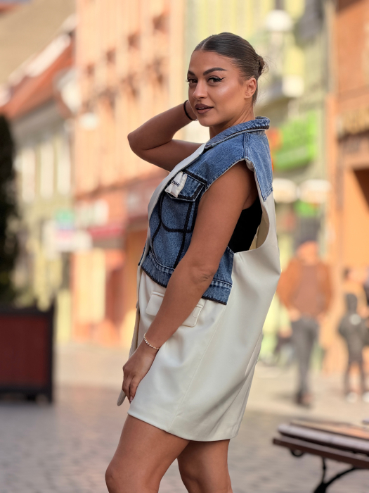 Vesta cu detaliu din jeans [3]
