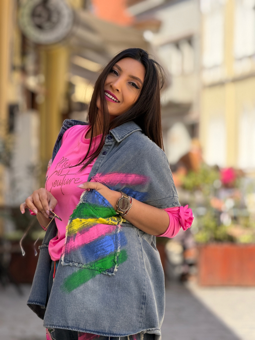 Vesta din jeans cu broderie crin [7]