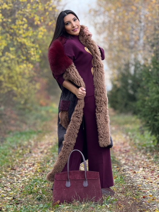 Vesta lunga cu guler din blana naturala [6]