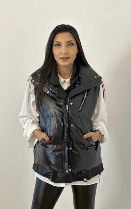 Vesta neagra cu aplicatie din piele ecologica [4]