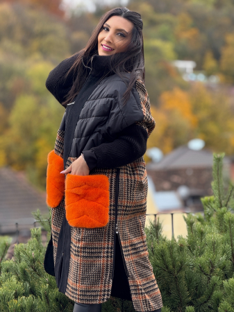 Haina din alpaca cu buzunare supradimensionate din blana naturala [5]