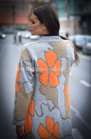 Jacheta din lana cu gri si portocaliu [5]