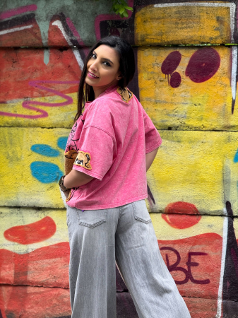 Tricou oversized cu print ursulet [4]