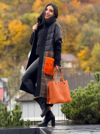 Haina din alpaca cu buzunare supradimensionate din blana naturala [1]