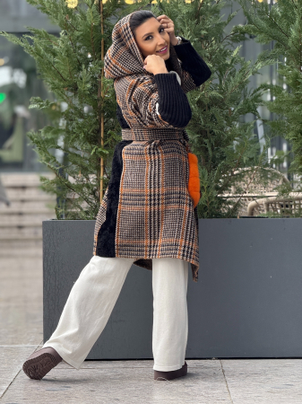 Haina din alpaca cu buzunare supradimensionate din blana [4]