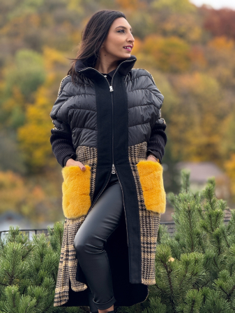 Haina din alpaca cu buzunare supradimensionate din blana naturala [4]