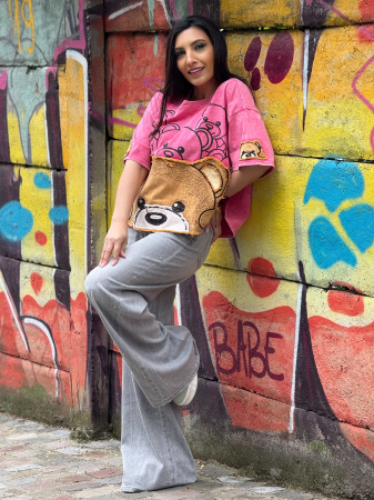 Tricou oversized cu print ursulet [1]