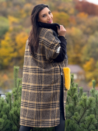 Haina din alpaca cu buzunare supradimensionate din blana naturala [6]