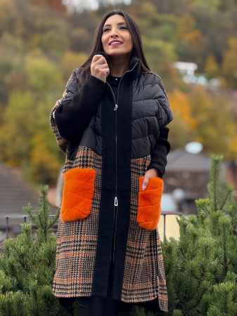 Haina din alpaca cu buzunare supradimensionate din blana naturala [7]