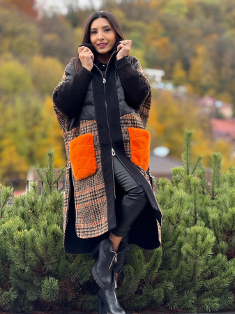 Haina din alpaca cu buzunare supradimensionate din blana naturala [6]