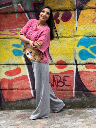 Tricou oversized cu print ursulet [3]