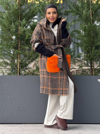 Haina din alpaca cu buzunare supradimensionate din blana [2]