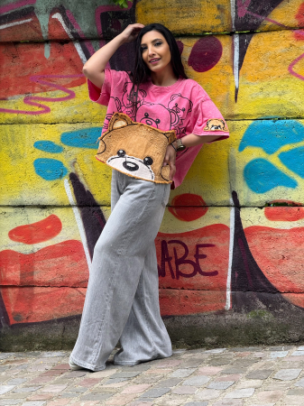 Tricou oversized cu print ursulet [2]