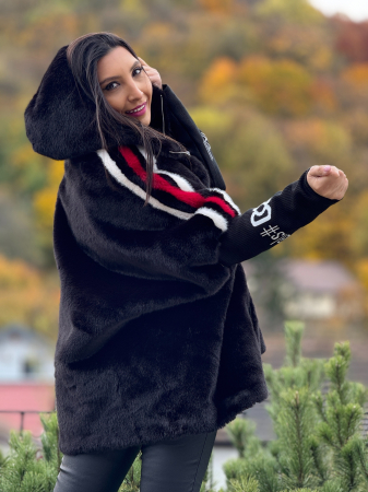 Blana cu dunga rosie si manseta tricotata [3]