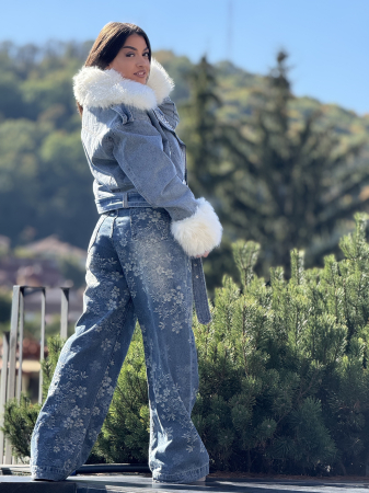 Blugi cu floricele crem [3]