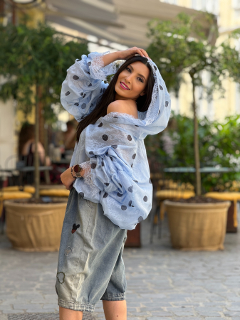 Blugi scurti din denim cu broderii decorative [4]