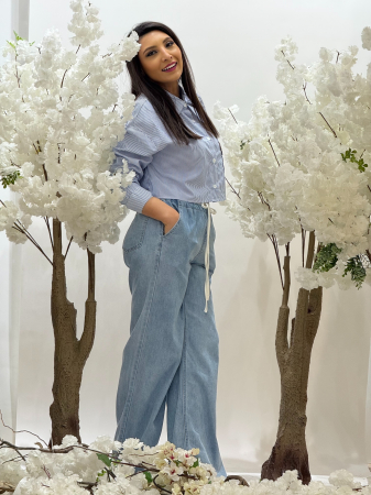 Blugi wideleg cu snur in talie [3]