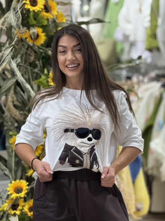 Noutati - Bluza alba cu arici brodat