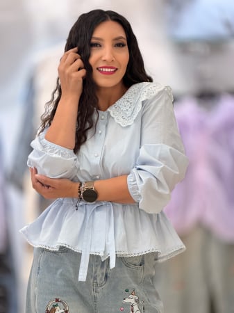 Bluze si camasi - Bluza bleo cu guler brodat