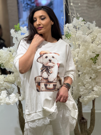 Bluza alba cu imprimeu catel [1]