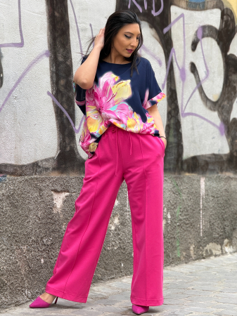 Bluza albastra cu imprimeu floare [2]